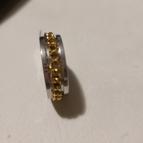 Stainless Steel Ring Gold Chain - Picture 2 of 5